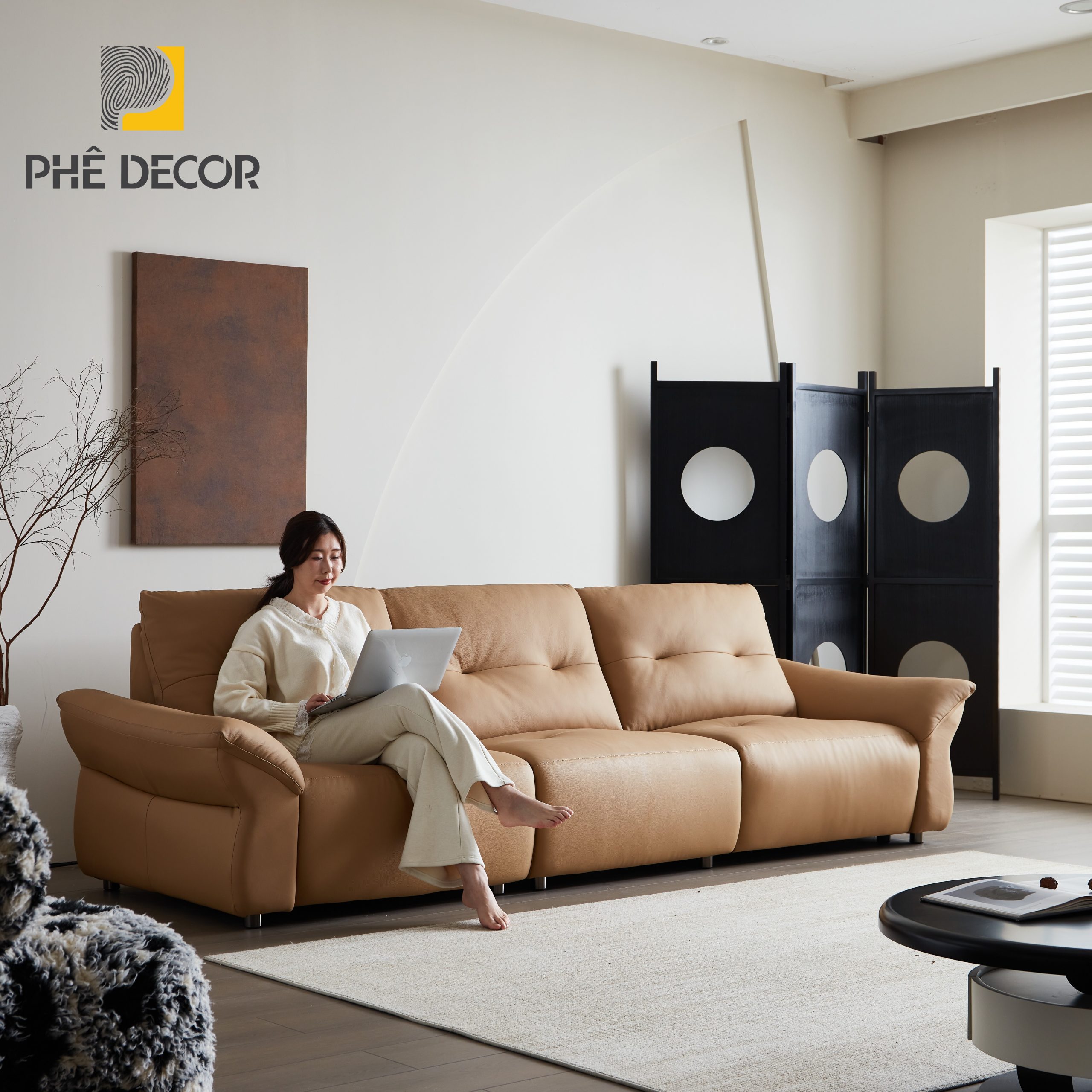 Ghế sofa da thật SCD2506: Nghệ thuật của sự thư giãn chìm đắm
