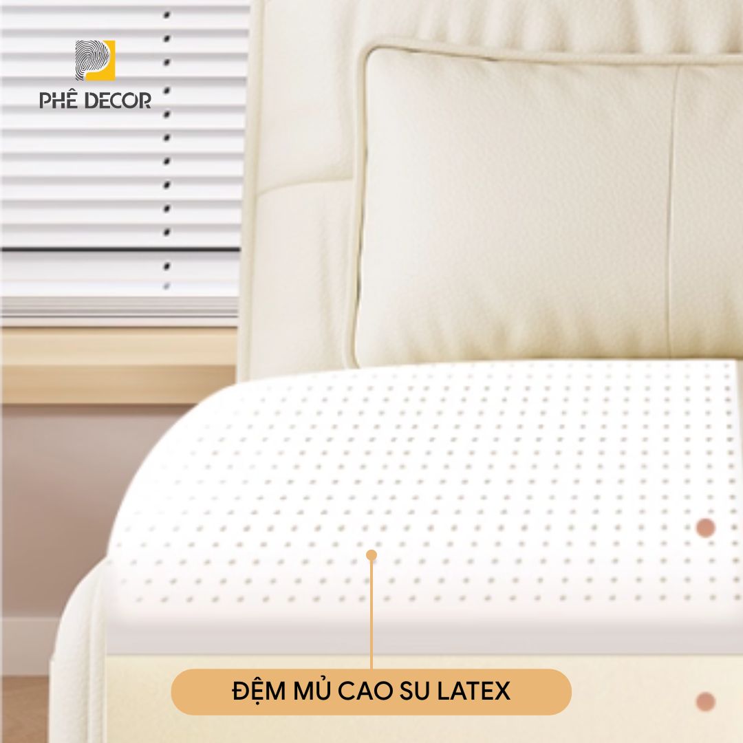Sofa giường tự động Livo STD6396 được trang bị đệm làm từ mủ cao su (latex) tự nhiên