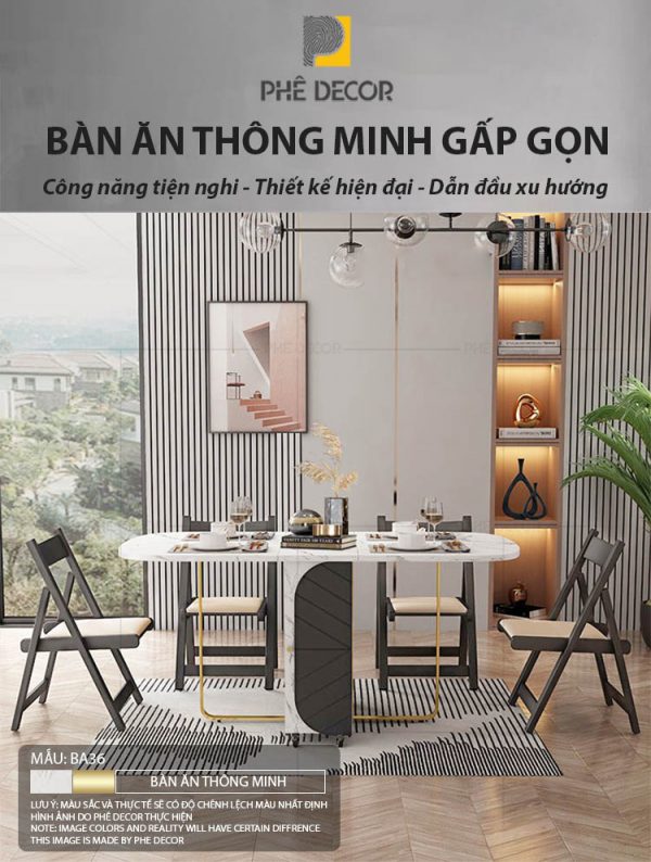 Bàn ăn gấp gọn thông minh Mileva BA36 - Ảnh 5