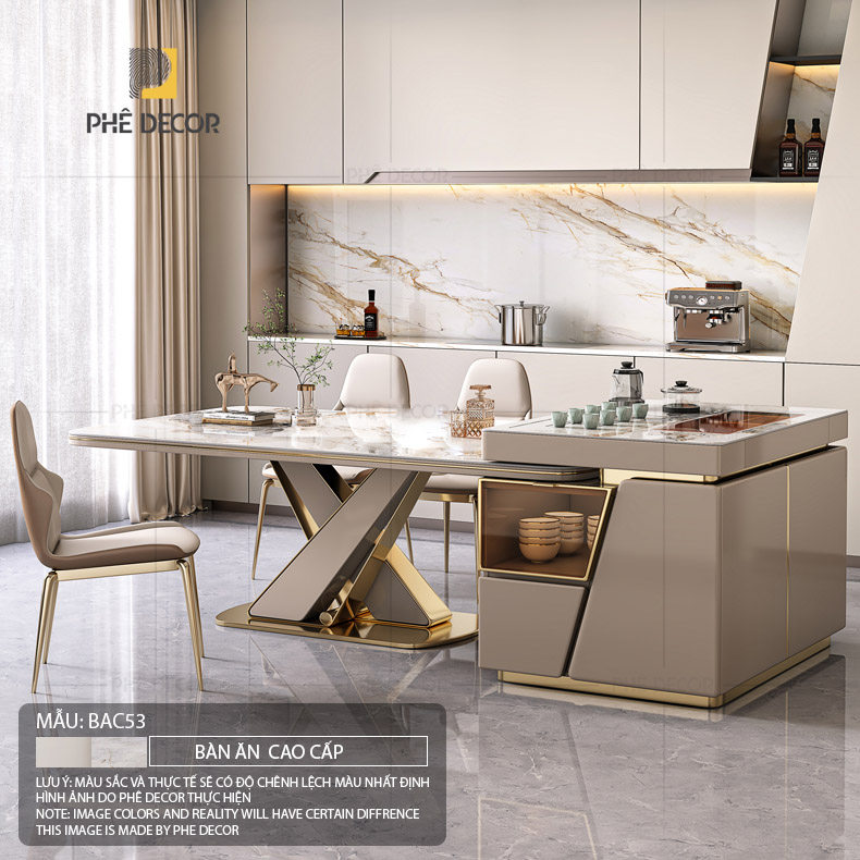 Bàn đảo bếp kết hợp bàn ăn Lathika BAC53