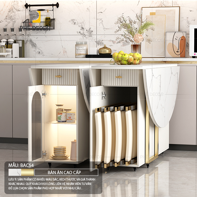 Khi không sử dụng, mặt bàn được gập gọn lại, giúp giảm diện tích chiếm dụng đến mức tối thiểu