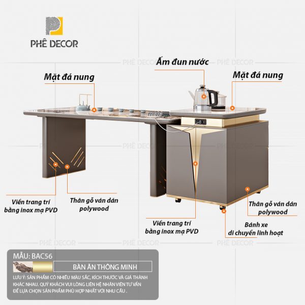 Bàn đảo bếp kết hợp bàn ăn Lenita BAC56 - Ảnh 2