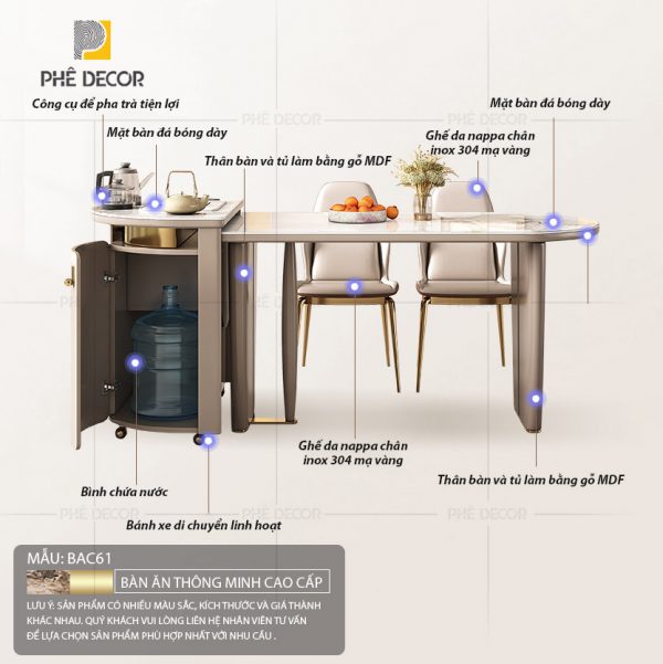 Bàn đảo bếp kết hợp bàn ănNatalia BAC61 - Ảnh 11