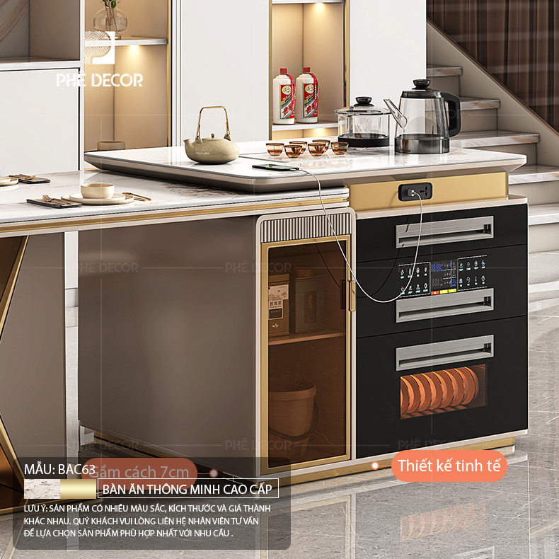 Bàn đảo kết hợp bàn ăn là hệ thống nội thất tích hợp đa năng