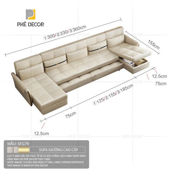 Sofa Giường Vải Chống Mèo Cào Loire SFG79 - Ảnh 16
