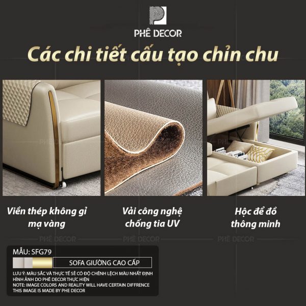 Sofa Giường Vải Chống Mèo Cào Loire SFG79 - Ảnh 5