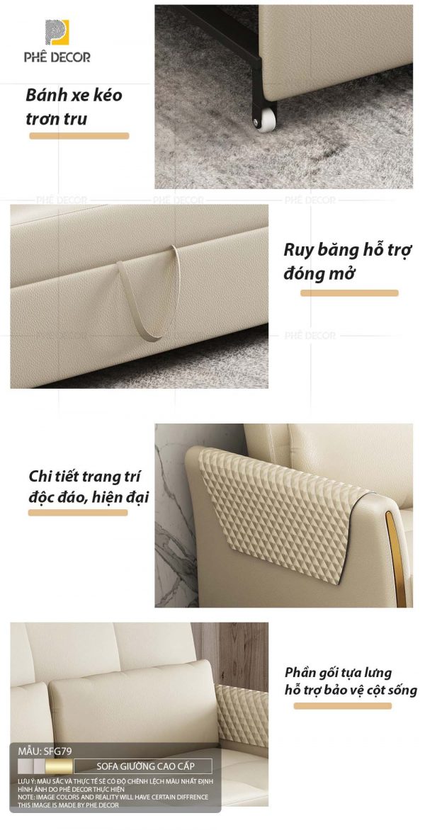 Sofa Giường Vải Chống Mèo Cào Loire SFG79 - Ảnh 7