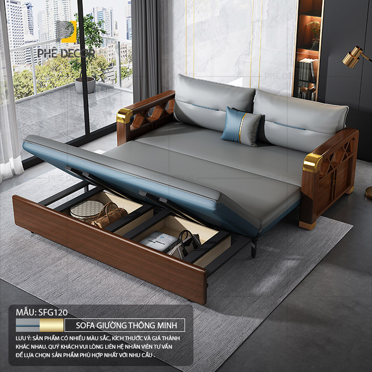 Sofa giường gỗ Raymond SFG120 là một tuyệt tác mang phong cách Bắc Âu hiện đại
