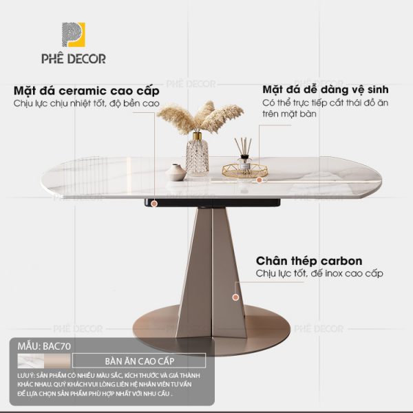Bàn ăn kéo dài thông minh Capri BAC70 - Ảnh 7
