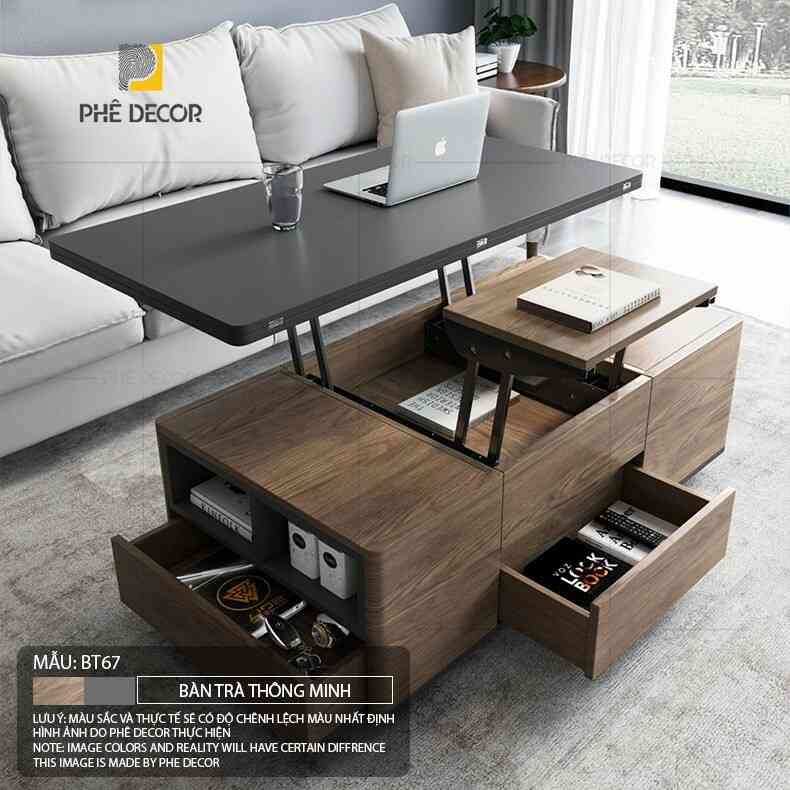 Ưu điểm cốt lõi của mẫu BT67 là khả năng mở rộng gấp đôi diện tích mặt bàn