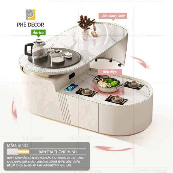 Điểm nhấn độc đáo và khác biệt của BT152 là cơ chế mặt bàn có thể xoay 360 độ