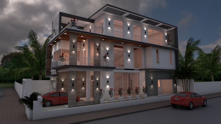 Biệt thự 3 tầng phong cách hiện đại tối giản