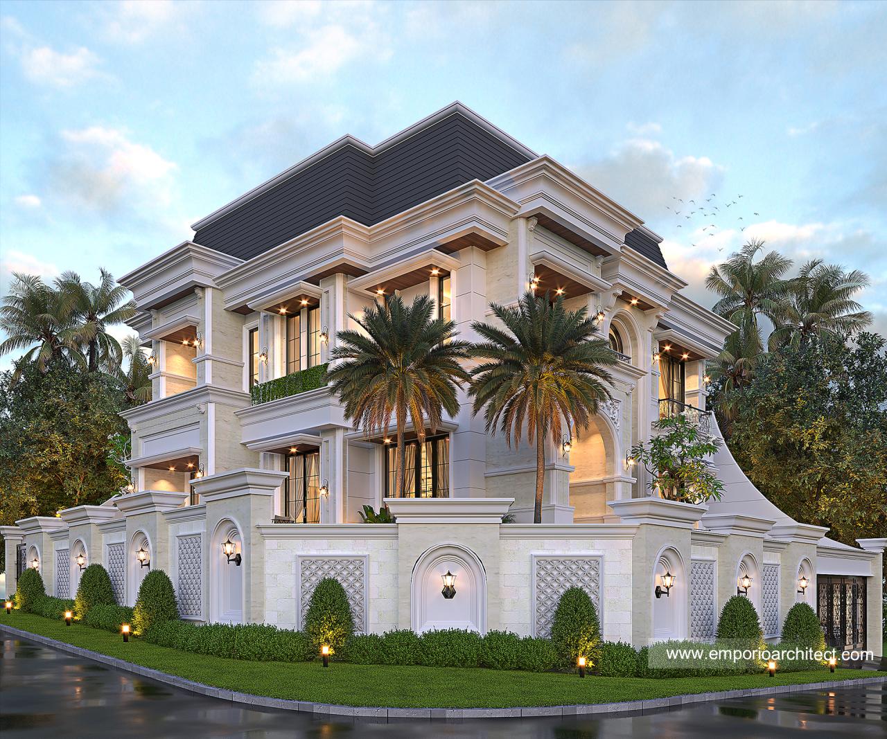 Mẫu biệt thự 3 tầng phong cách tân cổ điển sân vườn thoáng đãng