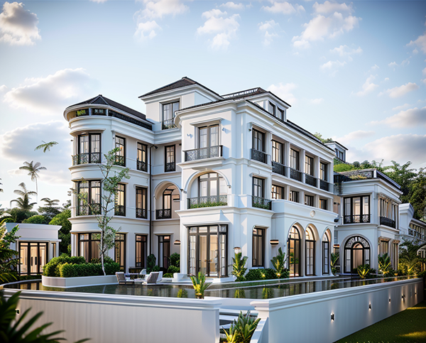 Biệt thự song lập đối xứng