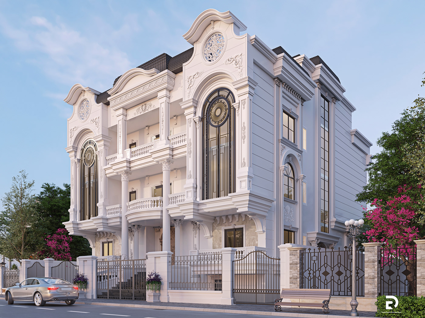 Mẫu biệt thự cổ điển mái Mansard