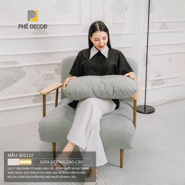 Elly SFG127 là một chiếc sofa giường đơn nhỏ gọn, linh hoạt, đại diện cho phong cách sống năng động và thông minh