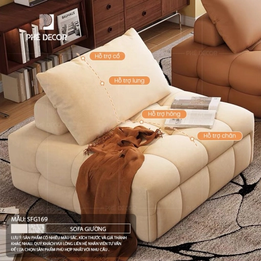Với chiều dài khi ở dạng ghế chỉ khoảng 1.2m - 1.5m, chúng dễ dàng được bố trí trong các căn hộ studio, phòng làm việc