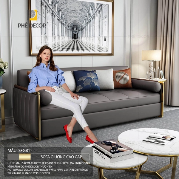 Thiết kế tối giản nhưng không kém phần sang trọng của mẫu sofa giường 2m