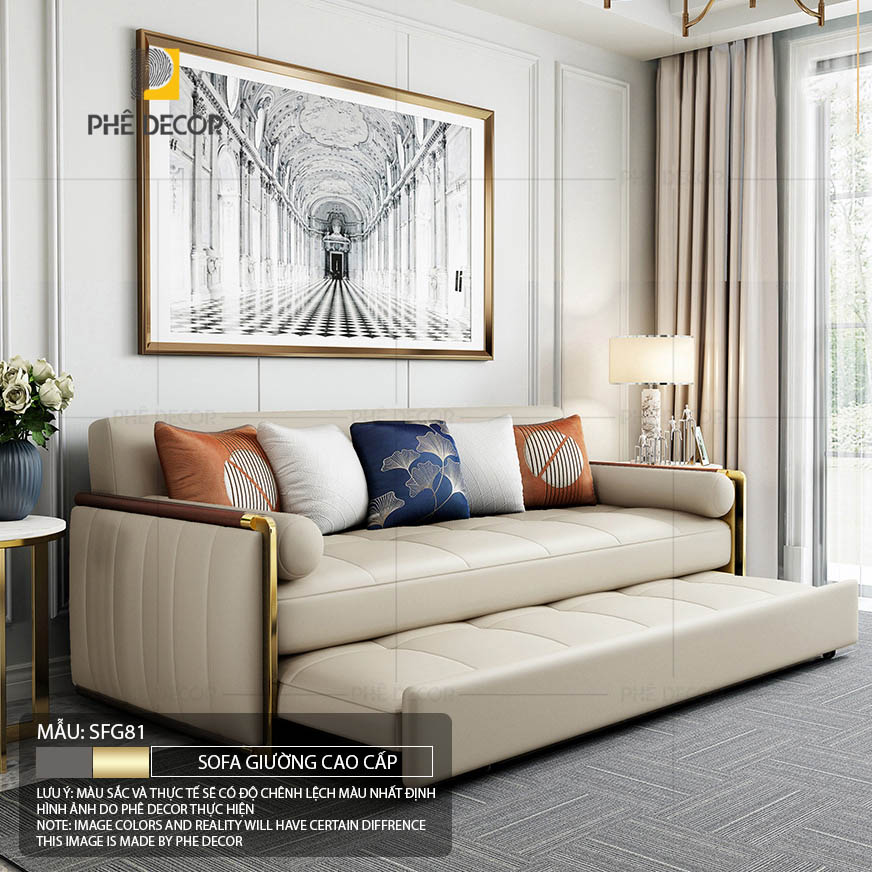 Sofa giường da nỉ Manarola SFG81 mang đến một vẻ đẹp hiện đại với các đường nét thanh lịch