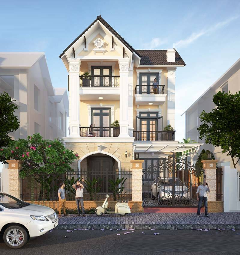 Chi phí xây dựng biệt thự 4 tầng mái Thái 2025