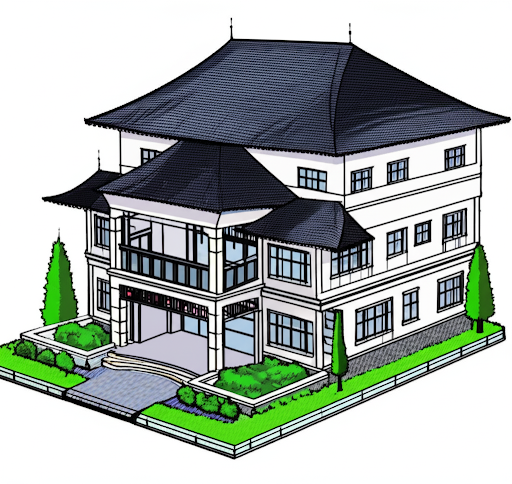 Biệt Thự 4 Tầng Phong Cách Mái Nhật