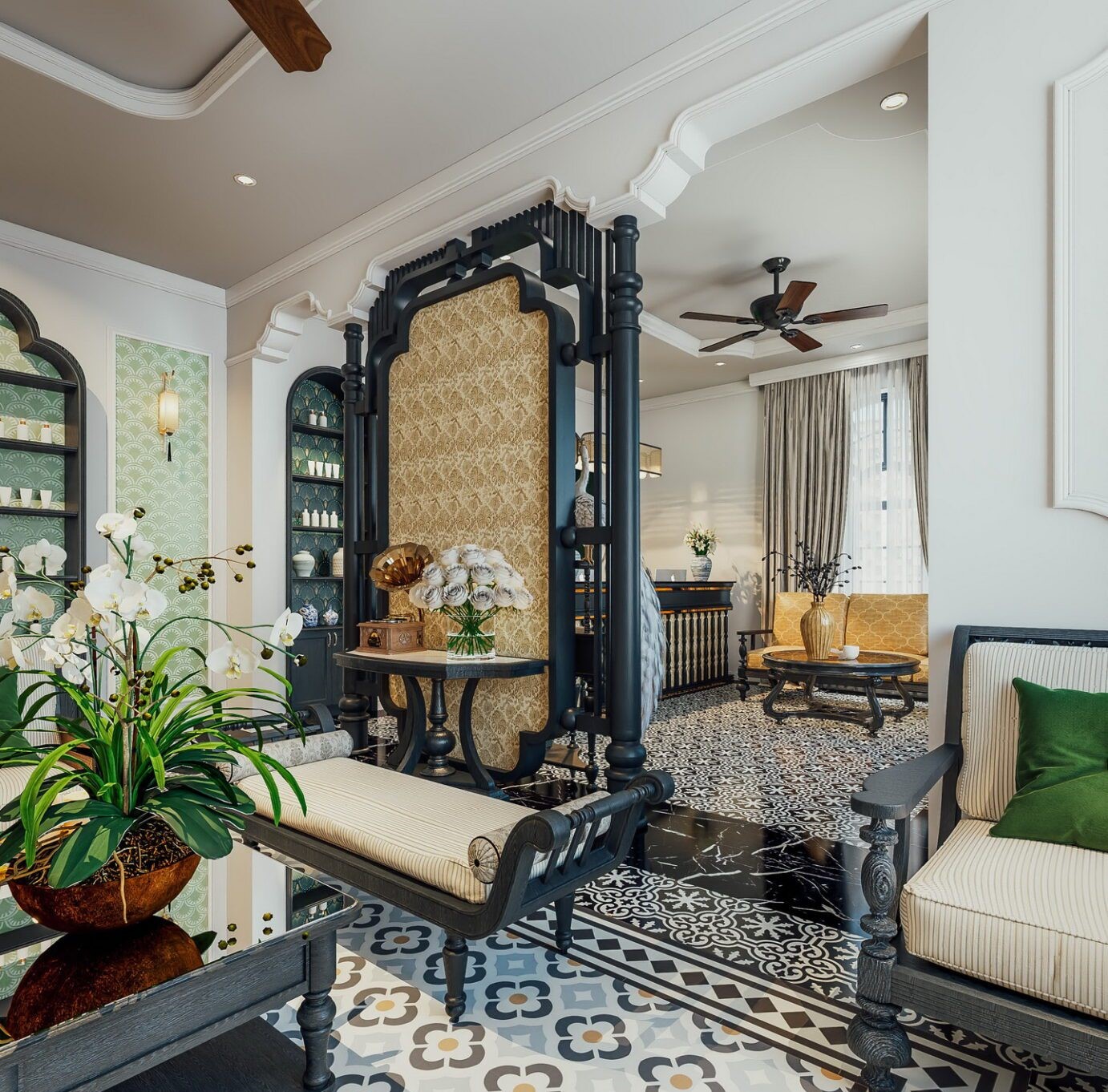 Thiết kế biệt thự 3 tầng phong cách Indochine