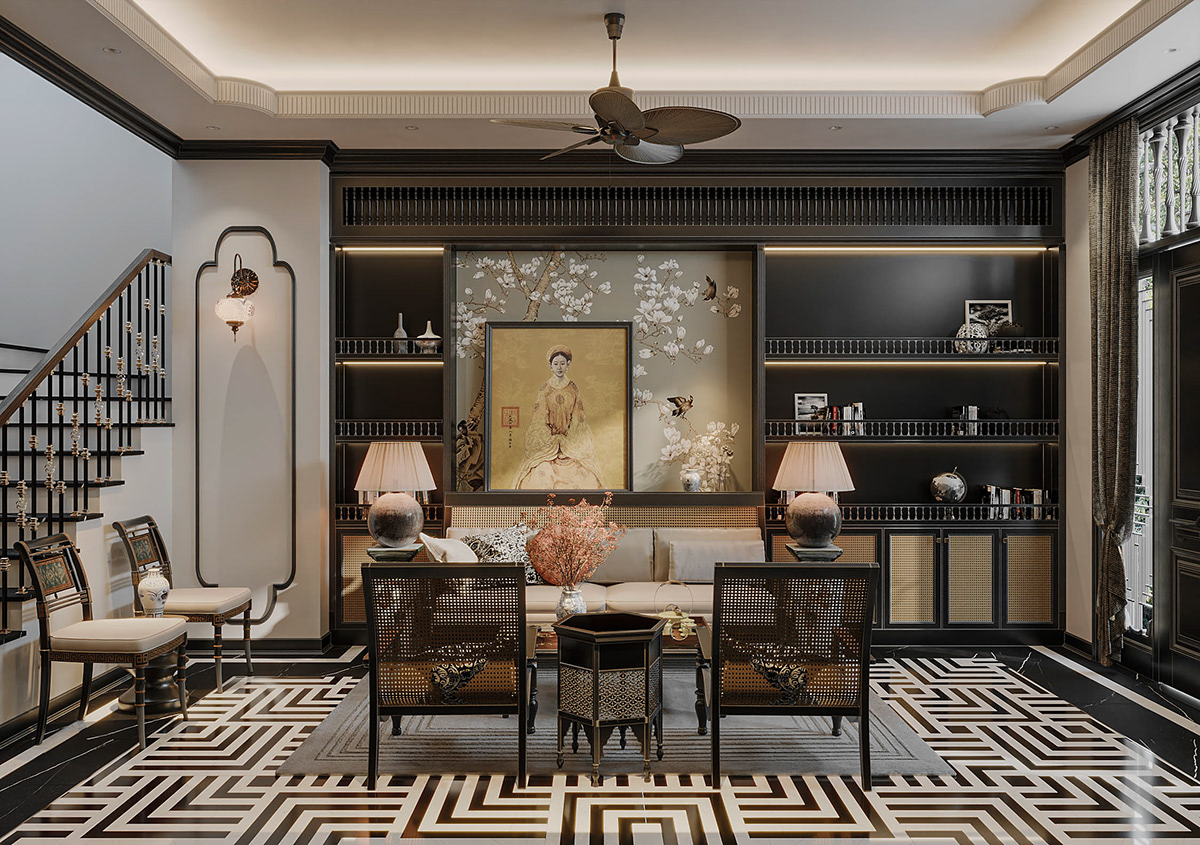 Thiết kế biệt thự 3 tầng phong cách Indochine