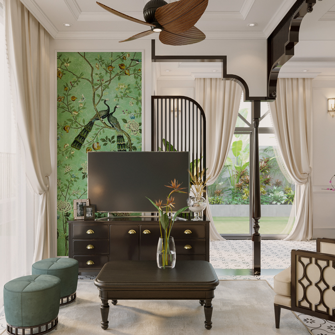 Thiết kế biệt thự 3 tầng phong cách Indochine