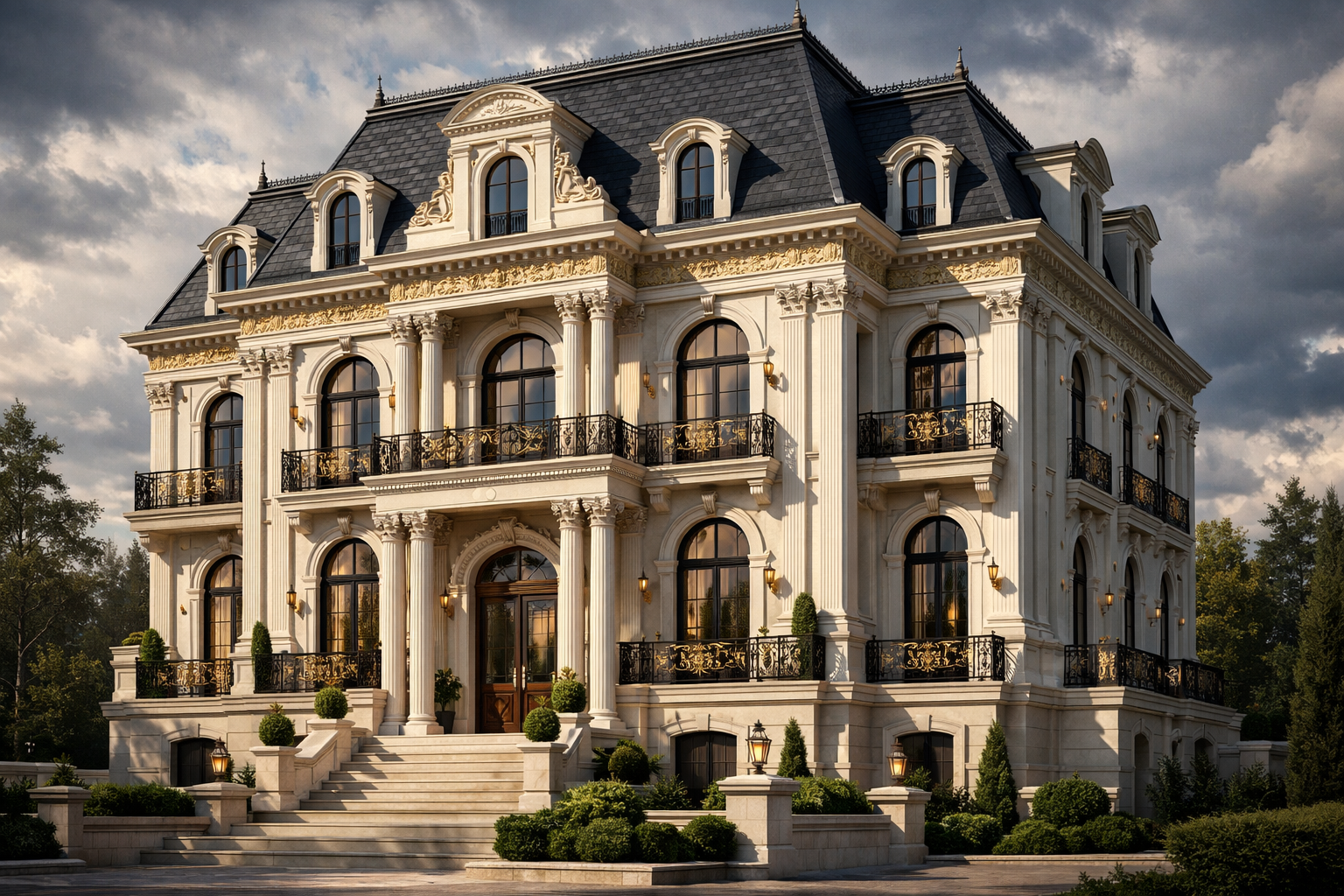 Mẫu biệt thự tân cổ điển 3 tầng đẹp phong cách Pháp số 6