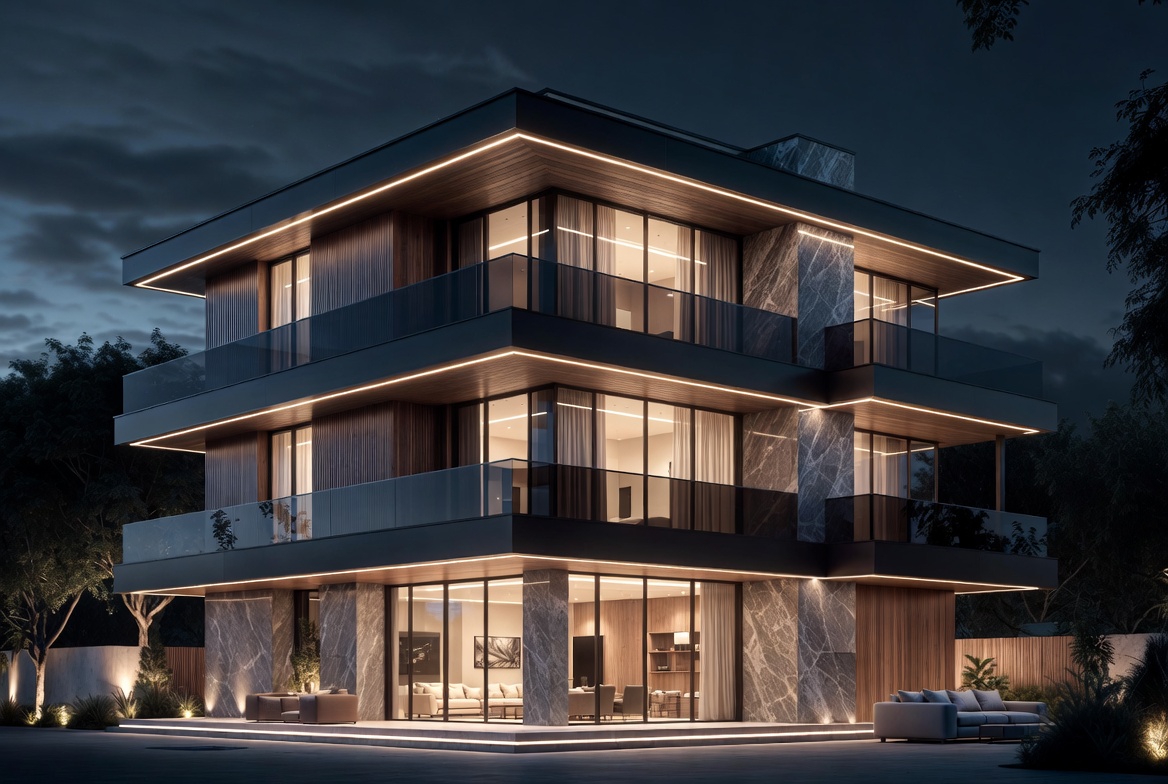 Mẫu nhà biệt thự 3 tầng hiện đại mái bằng thời thượng số 5