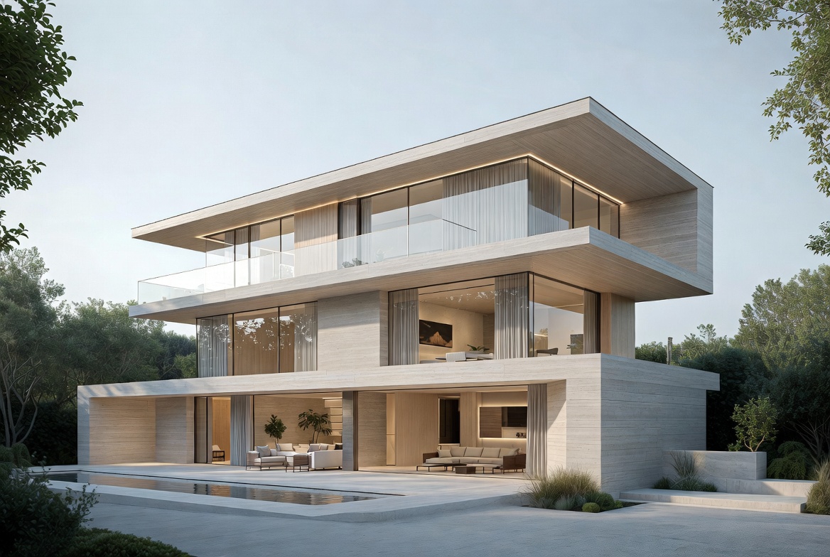 Mẫu nhà biệt thự 3 tầng hiện đại mái bằng thời thượng số 4