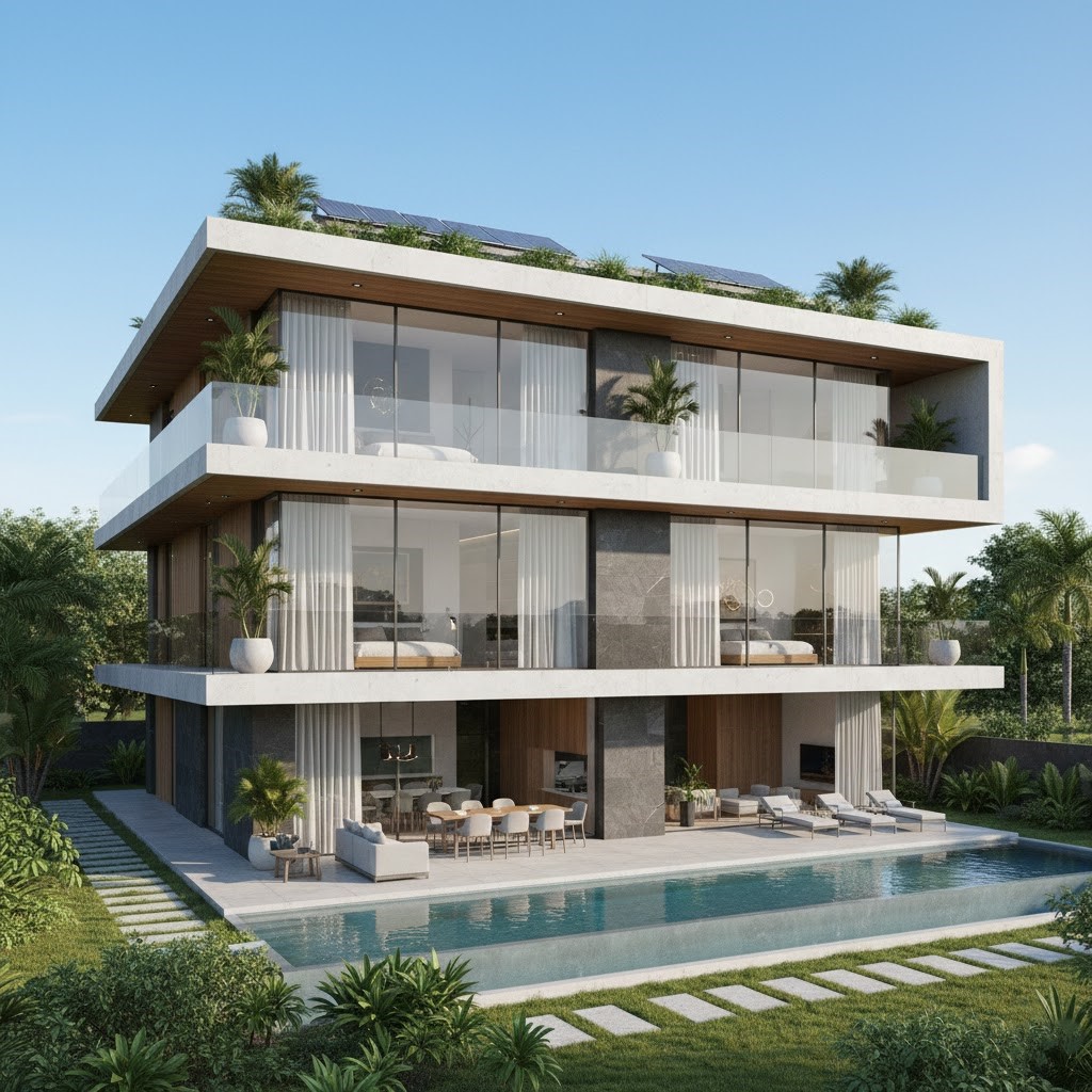 Biệt thự hiện đại 3 tầng gây ấn tượng với mặt tiền tinh tế và vật liệu xây dựng cao cấp