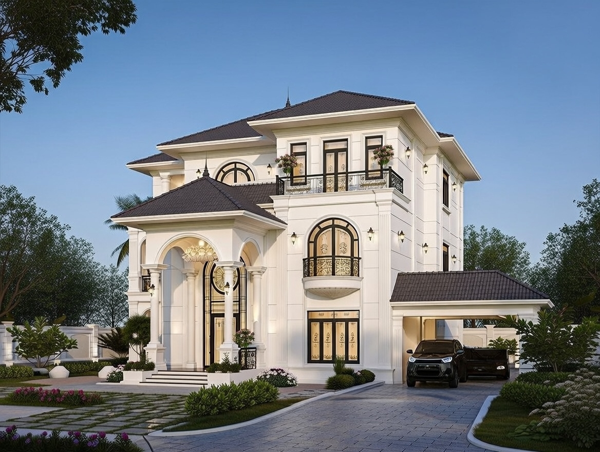 Mẫu biệt thự 3 tầng mái Nhật thanh lịch số 6