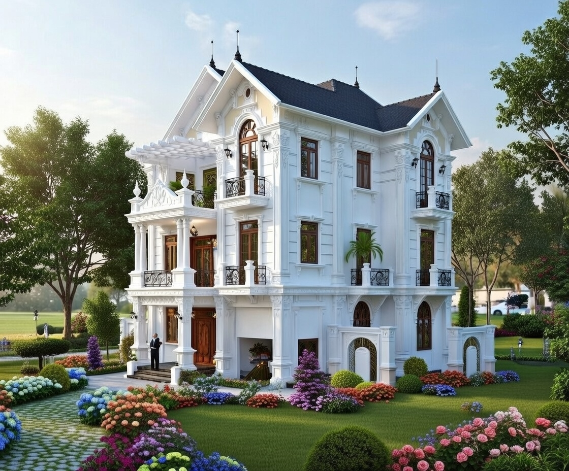 Biệt thự 3 tầng tân cổ điển bề thế cho quỹ đất lớn số 1