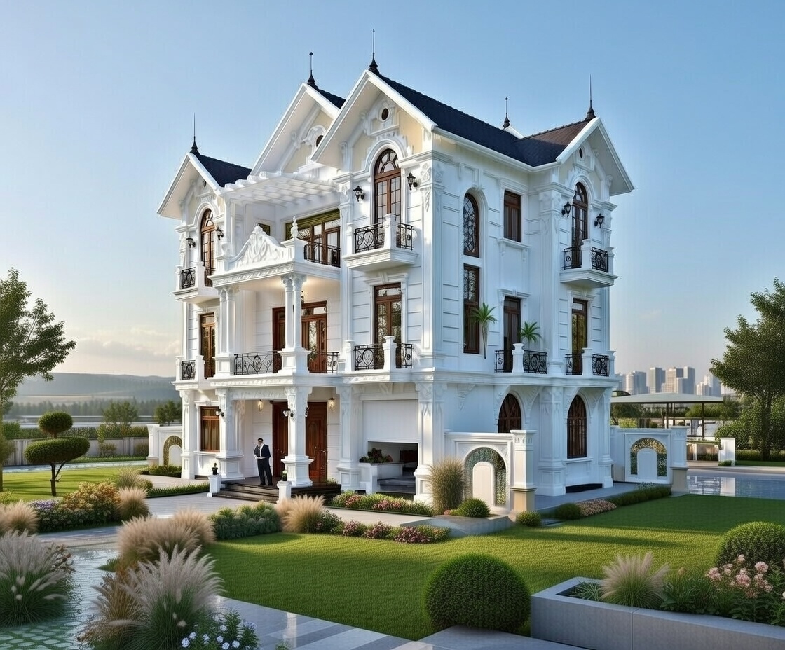 Mẫu biệt thự 3 tầng cổ điển pha nét tân thời số 3